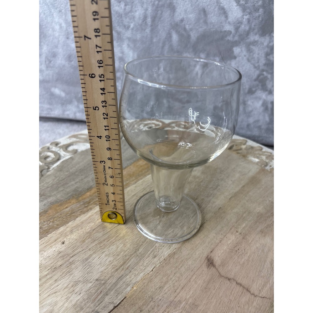 Clear Glass Goblet Wine Water Glass Thick Tapered Stem 6.5 Inch Vintage Style